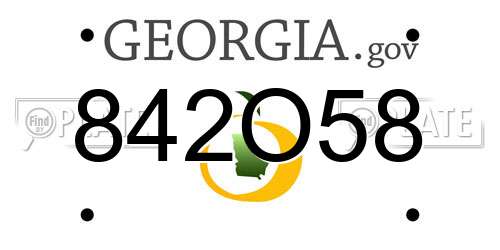 842O58 Georgia License Plate