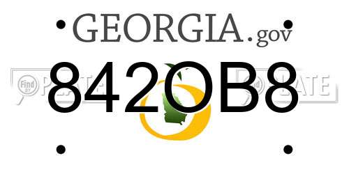 842OB8 Georgia License Plate