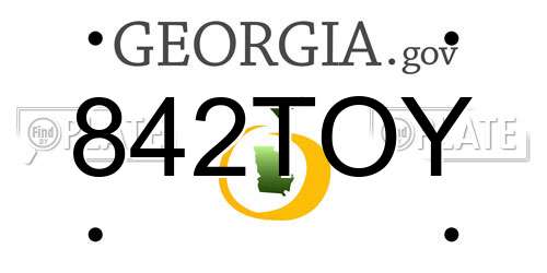 842TOY Georgia License Plate