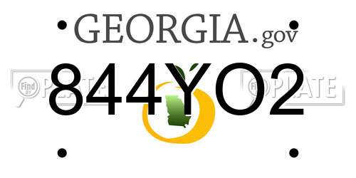 844YO2 Georgia License Plate