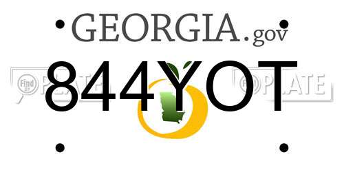 844YOT Georgia License Plate