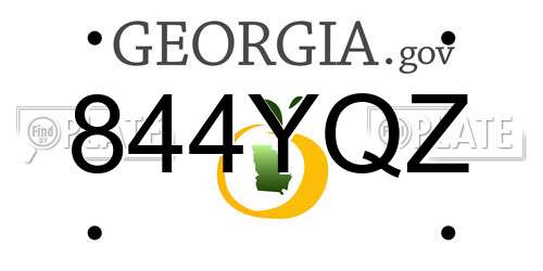 844YQZ Georgia License Plate