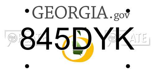 845DYK Georgia License Plate