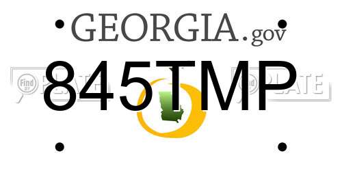 845TMP Georgia License Plate