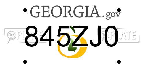 845ZJ0 Georgia License Plate