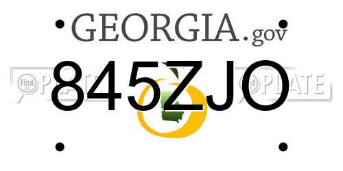 845ZJO Georgia License Plate