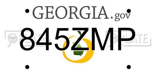 845ZMP Georgia License Plate