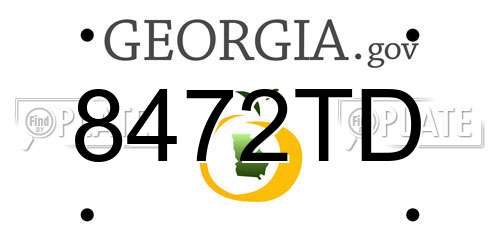 8472TD Georgia License Plate