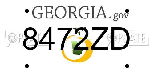 8472ZD Georgia License Plate