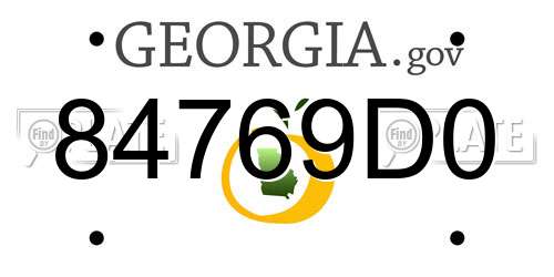 84769D0 Georgia License Plate