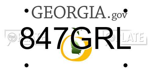847GRL Georgia License Plate
