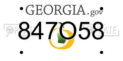 847O58 Georgia License Plate