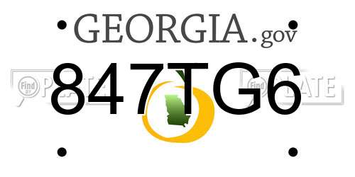 847TG6 Georgia License Plate