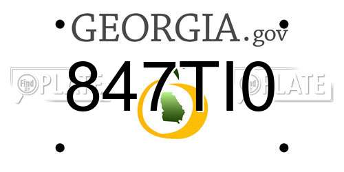 847TI0 Georgia License Plate