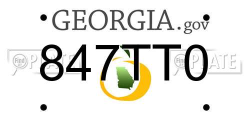 847TT0 Georgia License Plate