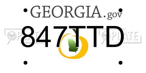 847TTD Georgia License Plate