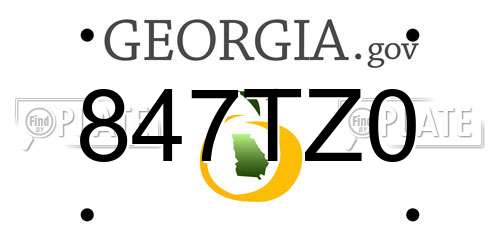 847TZ0 Georgia License Plate