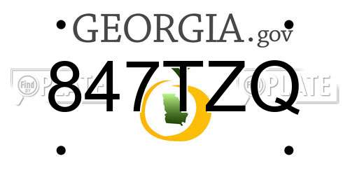 847TZQ Georgia License Plate