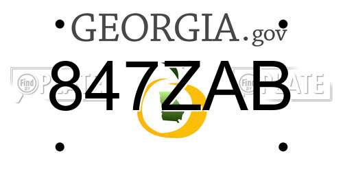 847ZAB Georgia License Plate
