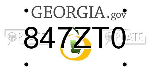 847ZT0 Georgia License Plate