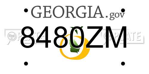 8480ZM Georgia License Plate