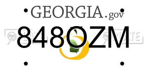848OZM Georgia License Plate