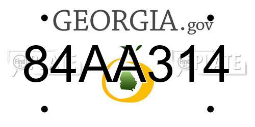 84AA314 Georgia License Plate