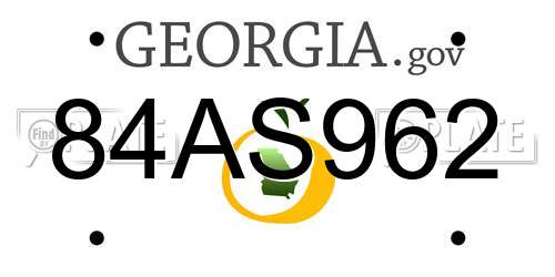 84AS962 Georgia License Plate