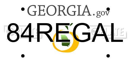 84REGAL Georgia License Plate