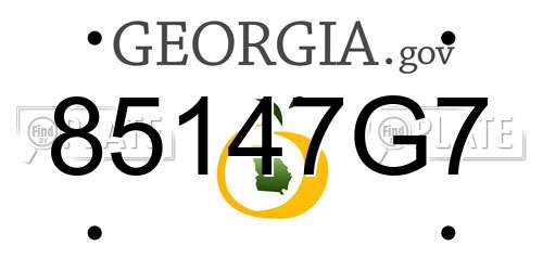 85147G7 Georgia License Plate