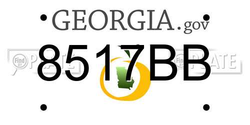 8517BB Georgia License Plate
