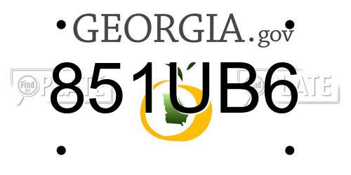 851UB6 Georgia License Plate