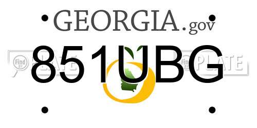 851UBG Georgia License Plate
