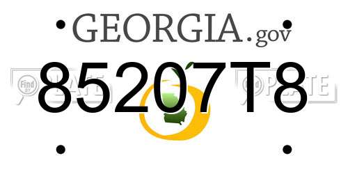 85207T8 Georgia License Plate