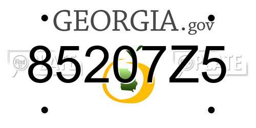 85207Z5 Georgia License Plate