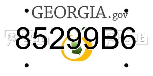 85299B6 Georgia License Plate