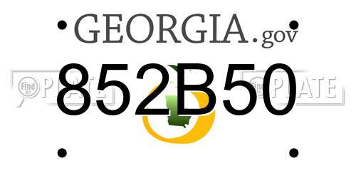 852B50 Georgia License Plate