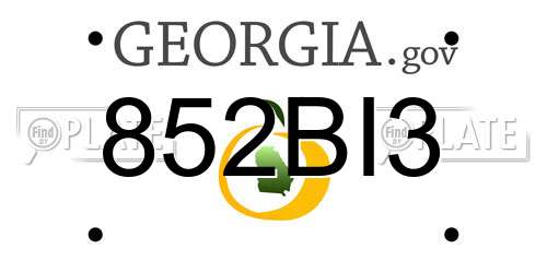 852BI3 Georgia License Plate