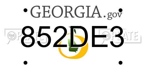 852DE3 Georgia License Plate