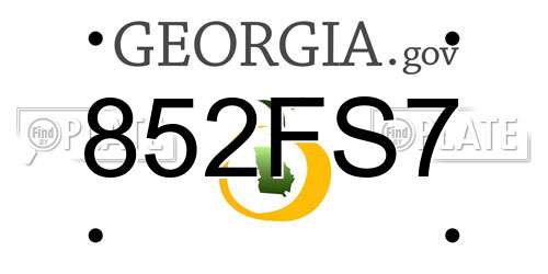852FS7 Georgia License Plate