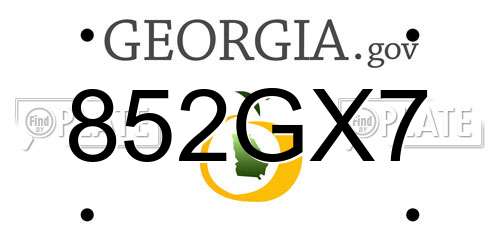 852GX7 Georgia License Plate