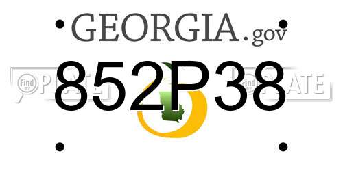 852P38 Georgia License Plate