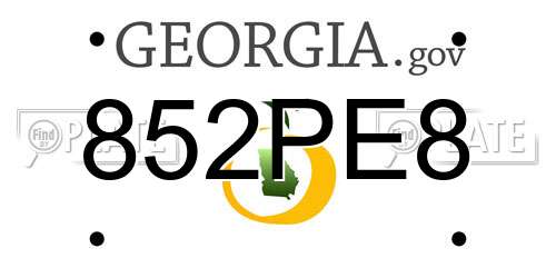 852PE8 Georgia License Plate