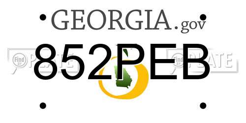 852PEB Georgia License Plate