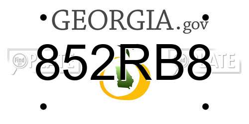 852RB8 Georgia License Plate