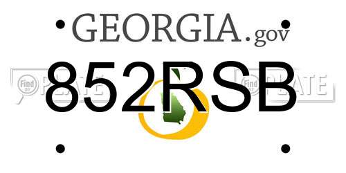 852RSB Georgia License Plate