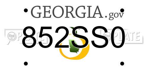 852SS0 Georgia License Plate