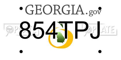 854TPJ Georgia License Plate
