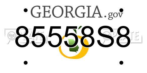 85558S8 Georgia License Plate