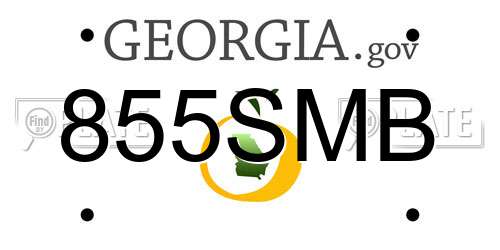 855SMB Georgia License Plate